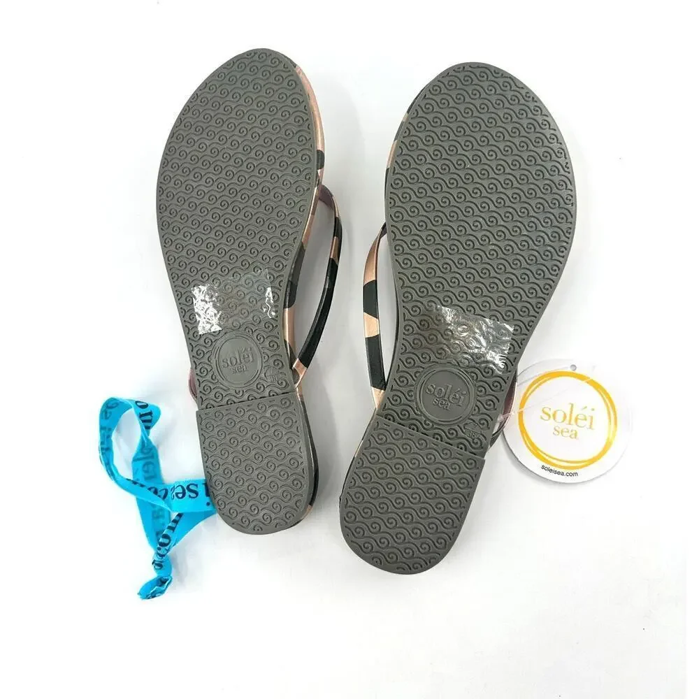 Solei Sea Women's Metallic Gold & Lilac Indie Camo Flip Flop Sandals Size 6